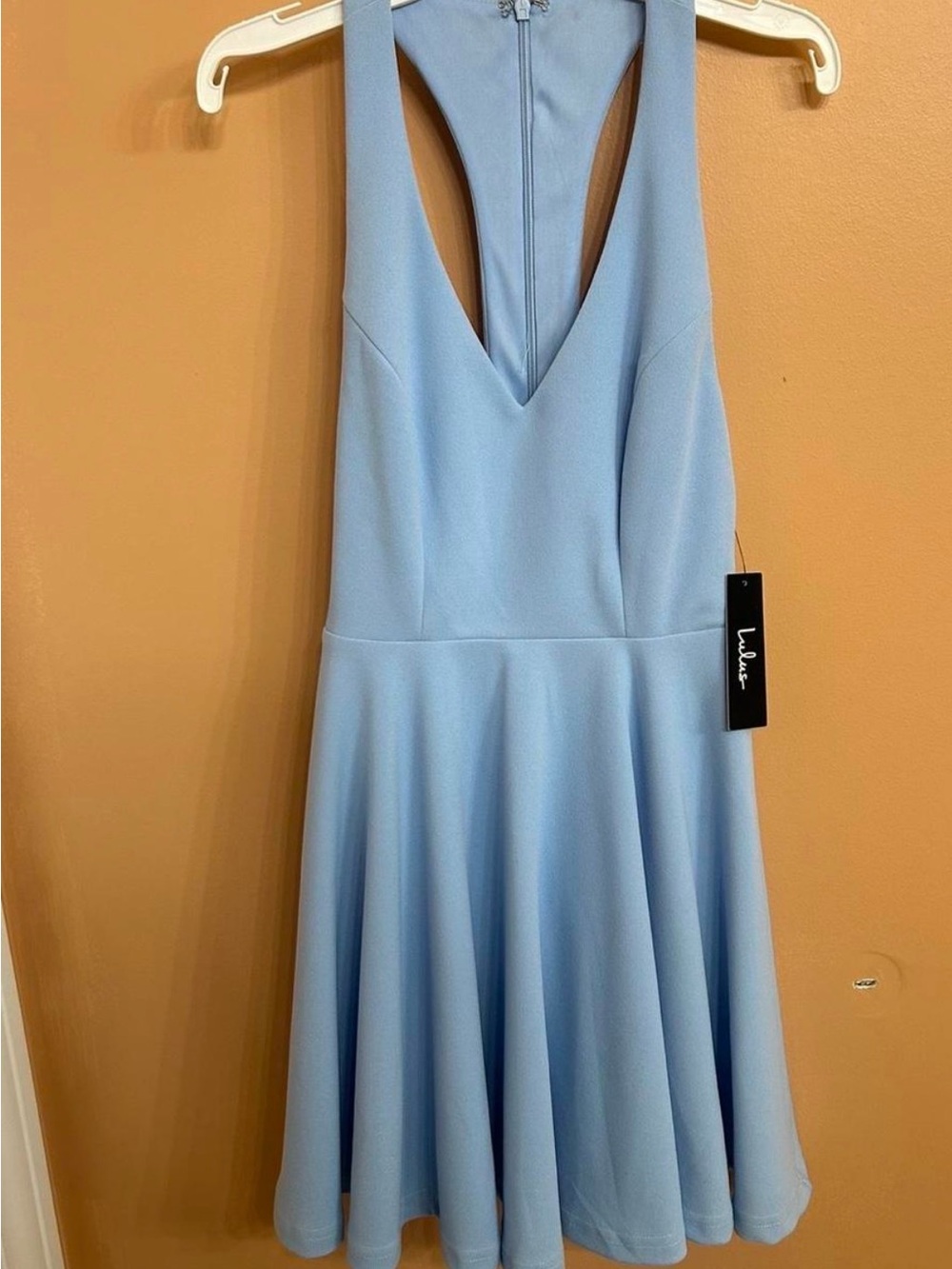 Lulu's Powder Blue Sleeveless V-Neck Flared Mini Dress